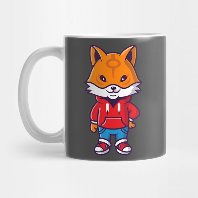 Cute Cool Fox Wearing Jacket Cartoon by Catalyst Labs